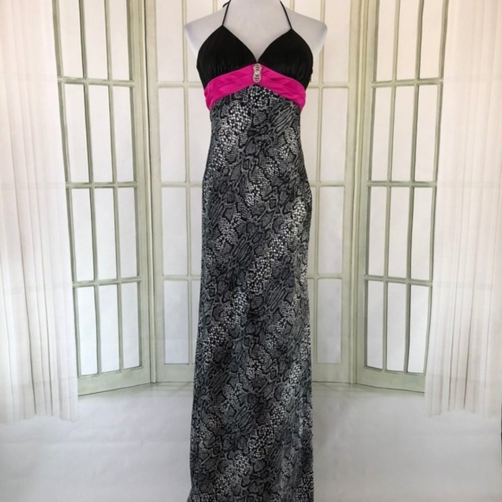 long prom formal dress animal print